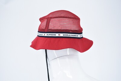 SUPREME Mesh Crown Crusher RED Bucket Hat Cap Sz S/M - NWT! S/S