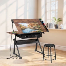 Drafting Table Adjustable Drawing Table Artist Craft Desk w/ Charging Station