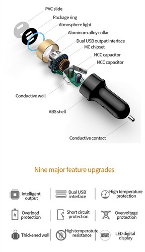12-24V Car Cigarette Lighter Socket Dual USB Charger Power Adapter LED Voltmeter - 第 5/12 張圖片