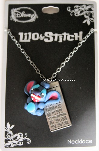 NEW Disney 3-D Lilo & Stitch Alien This is My Family Quote Necklace Licensed NIP - Picture 2 of 4