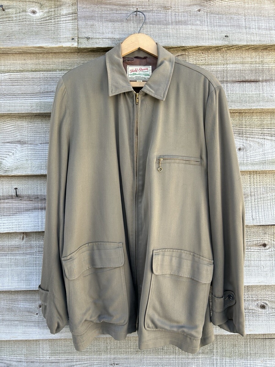 1950s Field and Stream Rayon Gab Zip Up Casual Leisure Jacket 46
