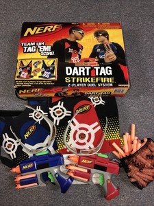 NERF Dart Tag StrikeFire 2-Player Set-Blasters Vests Eyewear w/Box Extra Ammo | eBay