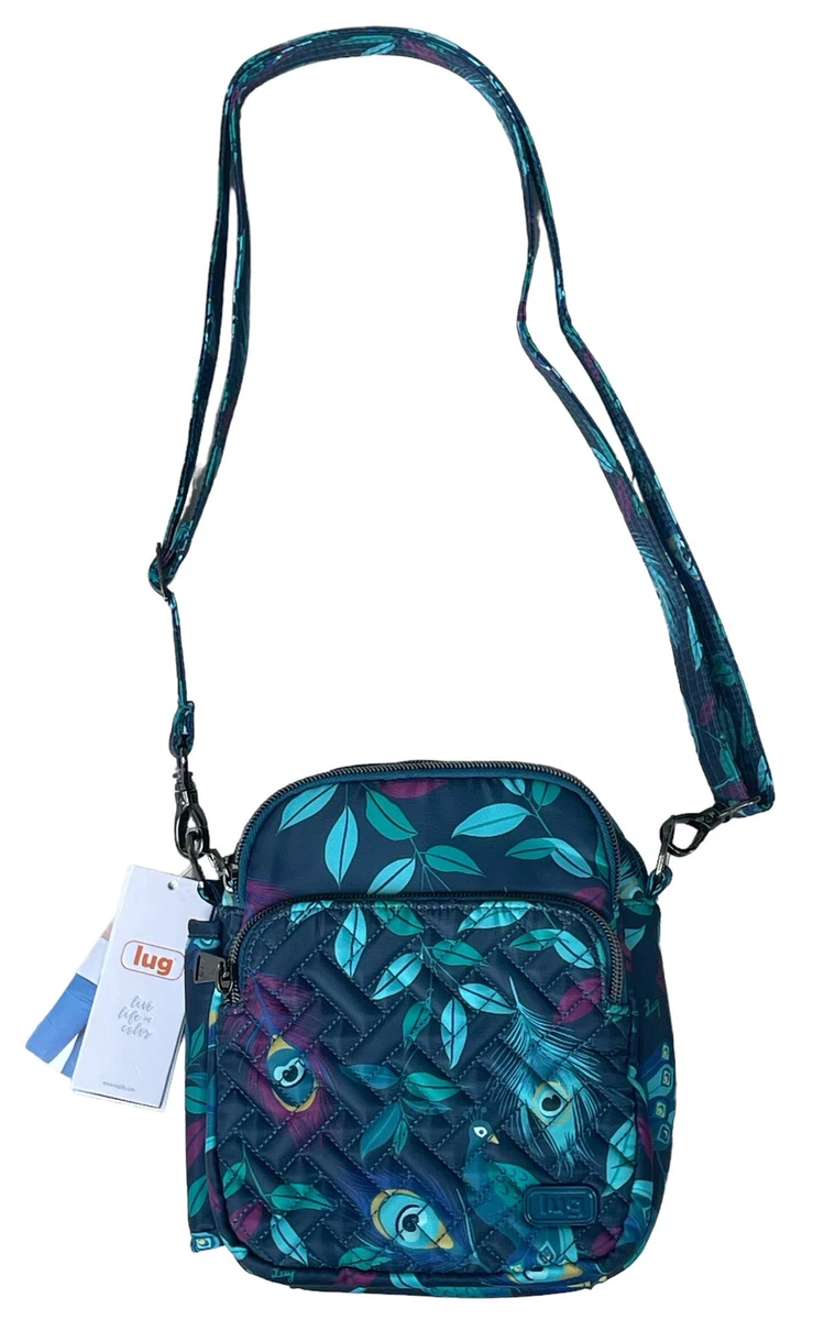 Lug Can Can 2 Purse Peacock Multi RFID Crossbody Shoulder Belt Bag Pack NWT
