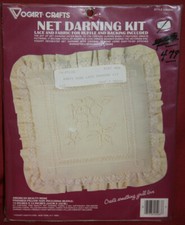 Vogart Crafts PILLOW KIT Vintage American Beauty Rose Net Darning - NOS 127 