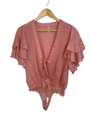Free People Call Me Later Bodysuit Peach Size Small NWOT