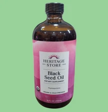 Heritage Store Black Seed Oil 16 fl oz  Cold Pressed Vegan Exp. 12/2026