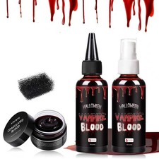 Halloween Fake Blood Kit, Washable Realistic Fake Blood Spray  Fake Blood Ge...