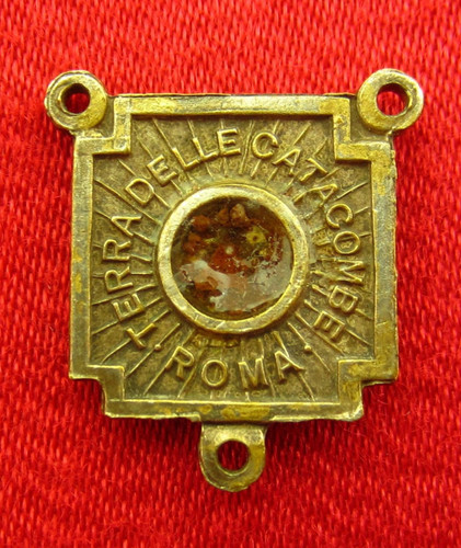 Vintage CATACOMBS Rosary Relic Centerpiece Catholic JESUS Rosary Center ROME