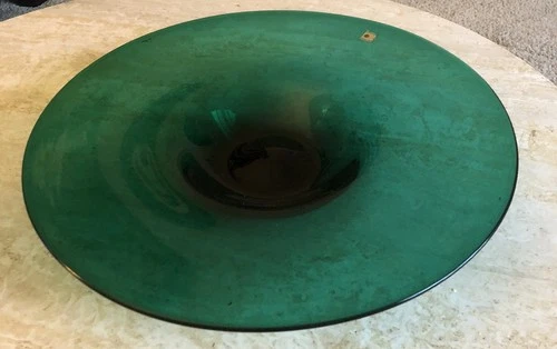 VTG Blenko Large Centerpiece/Console Bowl Green Art Glass