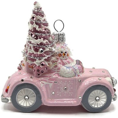 Patricia Breen Joy Ride Pink Car Snowman Travel Christmas Ornament CATZ 3015