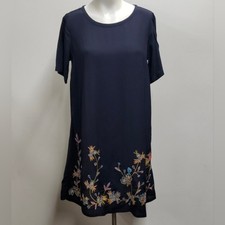 Loft Embroidered Sundress Navy Blue Womens Small
