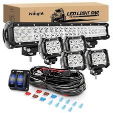 20Inch 126W Spot Flood Combo Led Light Bar White - 1 Bar  4 Pods  Wiring Kit