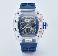 Richard Fashion Style Rapper Mille Colorful Deal Transparent Blue Watch