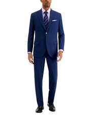 Nautica Mens Modern fit 2 Piece Suit 40 R / 34 Waist Blue Solid Stretch