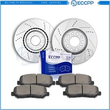 Front Drilled Slotted Brake Rotors Black & Pads for 2013-2016 Dodge Dart 2.4L