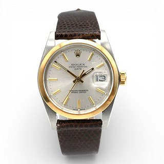 ROLEX OYSTER PERPETUAL DATE 1500 MECHANICAL WRISTWATCH STAINLESS STEEL 14K GOLD