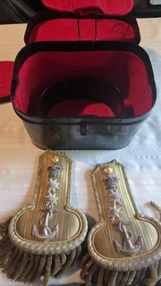 Victorian Royal Navy Vice Admiral Epaulettes & Named Storage Case – Lt. F....