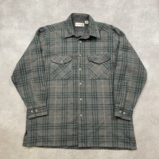 Fieldmaster Flannel Shirt Mens Large Vintage Plaid Button Down, Grey