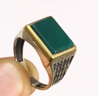 Vintage mens Sterling Silver Ring with Green Agate   Size 11