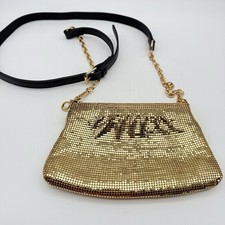 Vintage Gold Metal Mesh Evening Bag Chain Shoulder Strap Handbag Crossbody