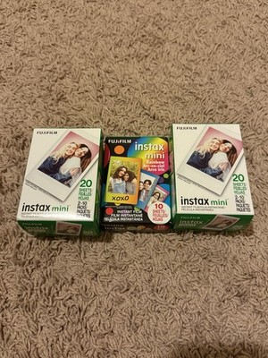 Fujifilm Instax Mini Instant Film 50 Sheets 2 Packs Of 20 And 10 Pack Of Rainbow