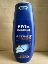 Nivea For Men Active 3 Sport Body Wash Body, Hair,  Shave  16.9 OZ  NOS