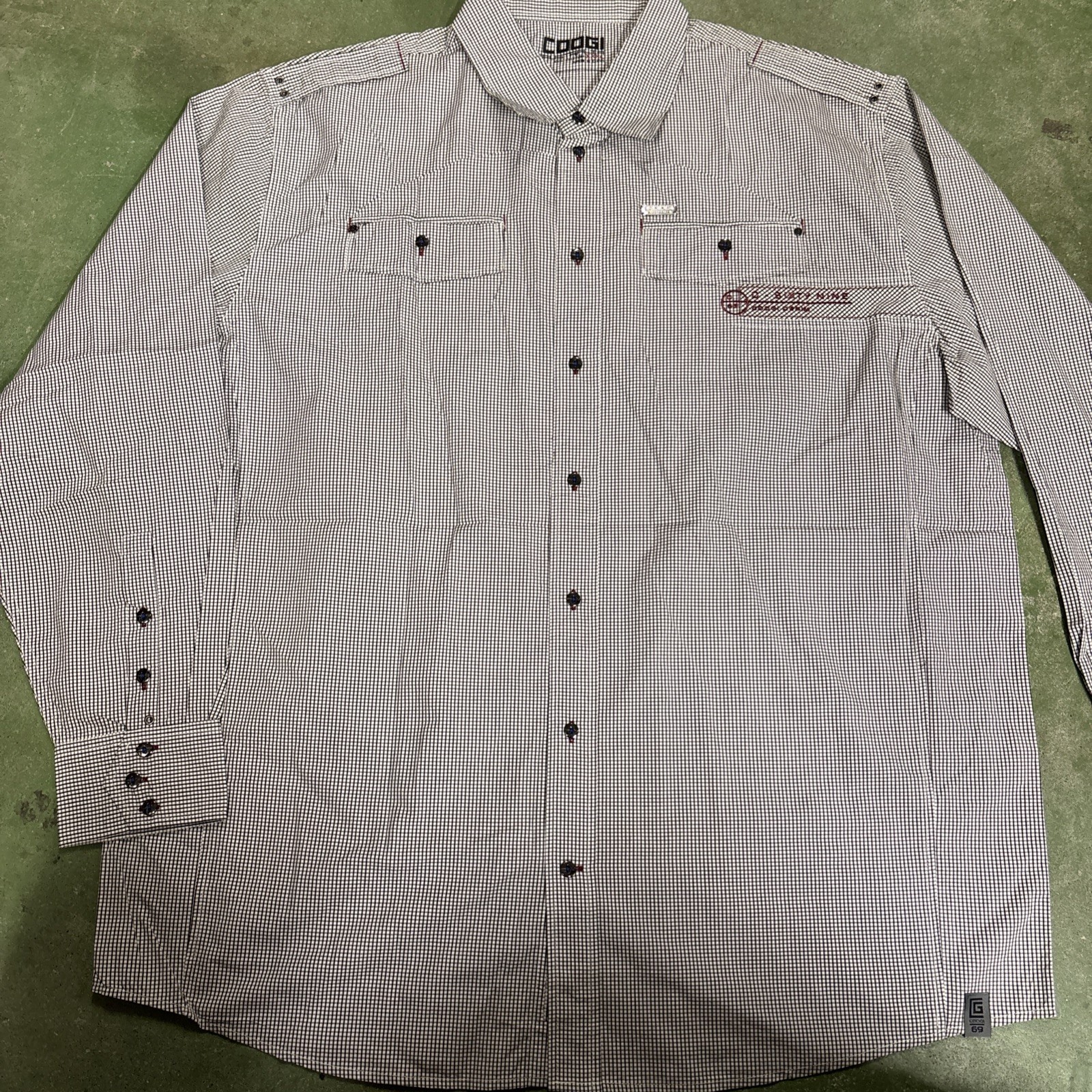 Coogi Authentic Mens 3XL Shirt  Long Sleeve Blk And White BlkSilver Buttons NEW