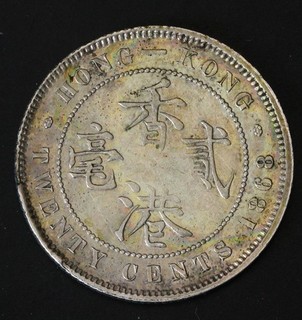 HONG KONG (Colonia Británica) 10 centavos 1868 Plata 0 800 Victoria En estado bastante bueno 917