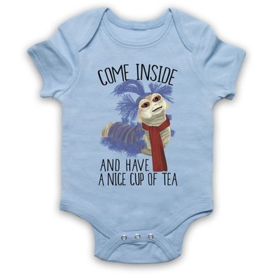Labyrinth Strampler der Wurm kommt rein schöne Tasse Tee Baby Grow Geschenk alle Farben