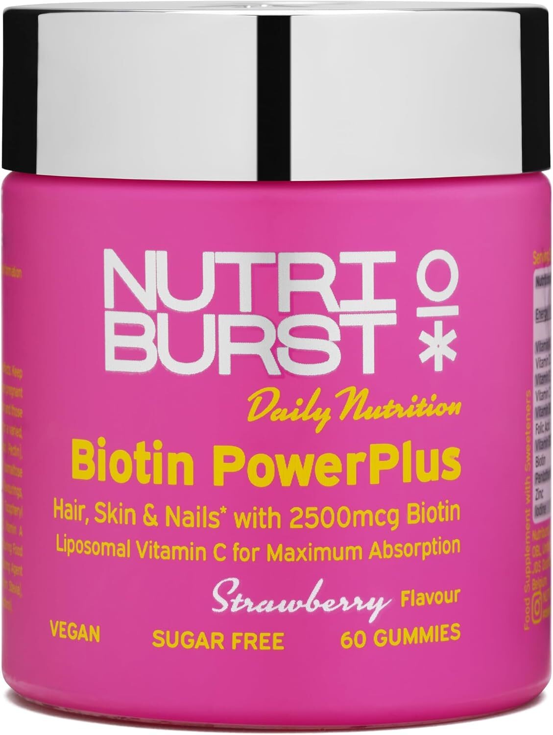Nutriburst Biotin PowerPlus 2500mcg Vegan Sugar-Free 60 Gummies - 4 Pack - Image 2