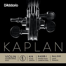 D'Addario Kaplan Golden Spiral Solo Violin Single E String, 4/4 Light Tension