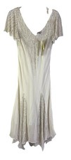 Deadstock Vintage Y2K Dress Fairy Angel Embellished Flounce Slip Bia White