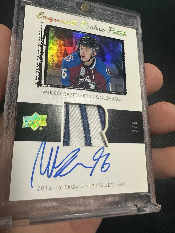 Mikko Rantanen 2015-16 Exquisite 03-04 Tribute Rookie Patch Autograph 2/5 STARS - Image 3 of 4
