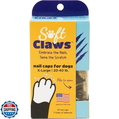 Soft Claws Dog Nail Caps, 40 X-Large Nail Caps, Made in USA - Vet Developed, 
