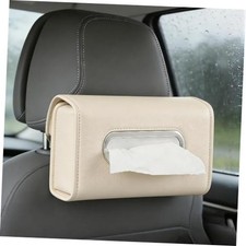 Car Tissue Holder, Tissue Box Cover Keep Car Tidy, Premium PU Leather Beige