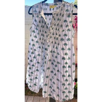 Roller Rabbit Women's 100% Cotton Palm Tree Sun Dress Swim Cover Size Medium
