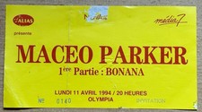 INVITATION 140  MACEO PARKER  Ticket De Concert 1994 Paris OLYMPIA Guest