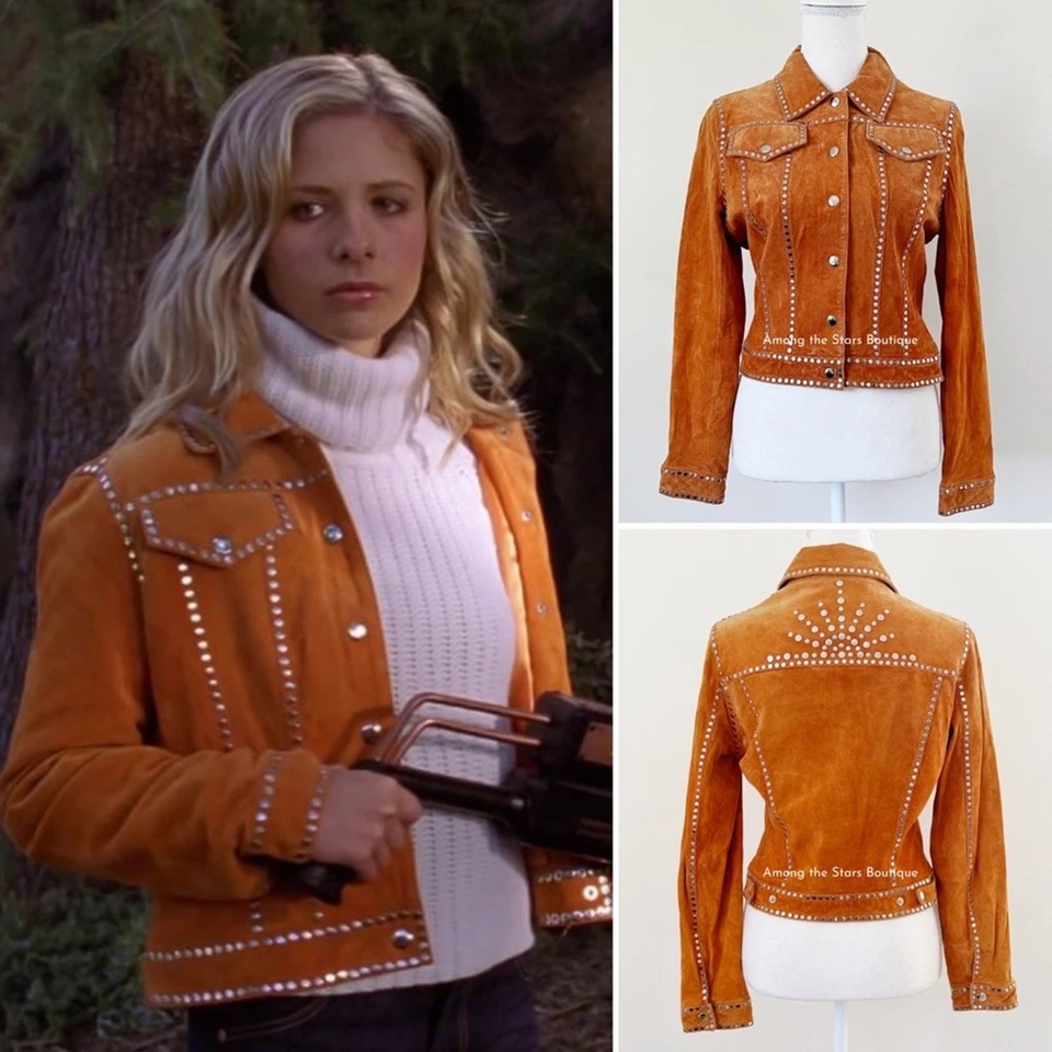 Chaqueta de gamuza con tachuelas Y2K de colección excepcionalmente rara ASO Buffy Summers en BTVS Foto 2 de 4