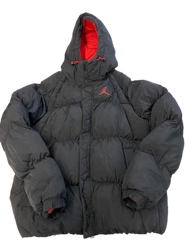 Mens AIR JORDAN Black Hooded Essential Puffer Jacket Sz L DQ7348