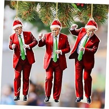 Donald Trump Christmas Ornament 2025 Set of 3 - Trump Ornaments for Red
