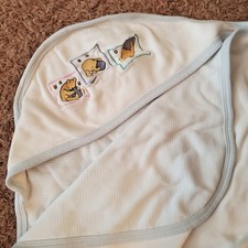 Vintage Classic Winnie The Pooh Hooded Baby Blanket Embroider Honey Bee Striped