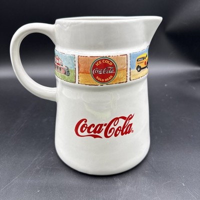 Coca Cola Brand Dinnerware Ceramic Gloss Pitcher By Gibson 2 Quart