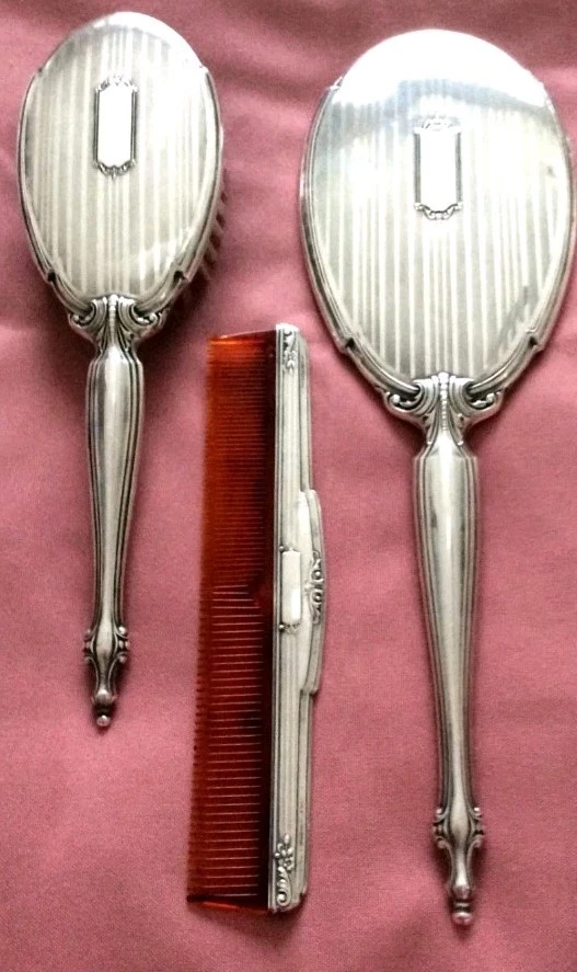 Silver Brush Comb Set Antique Us Sterling Brushes & Grooming Sets
