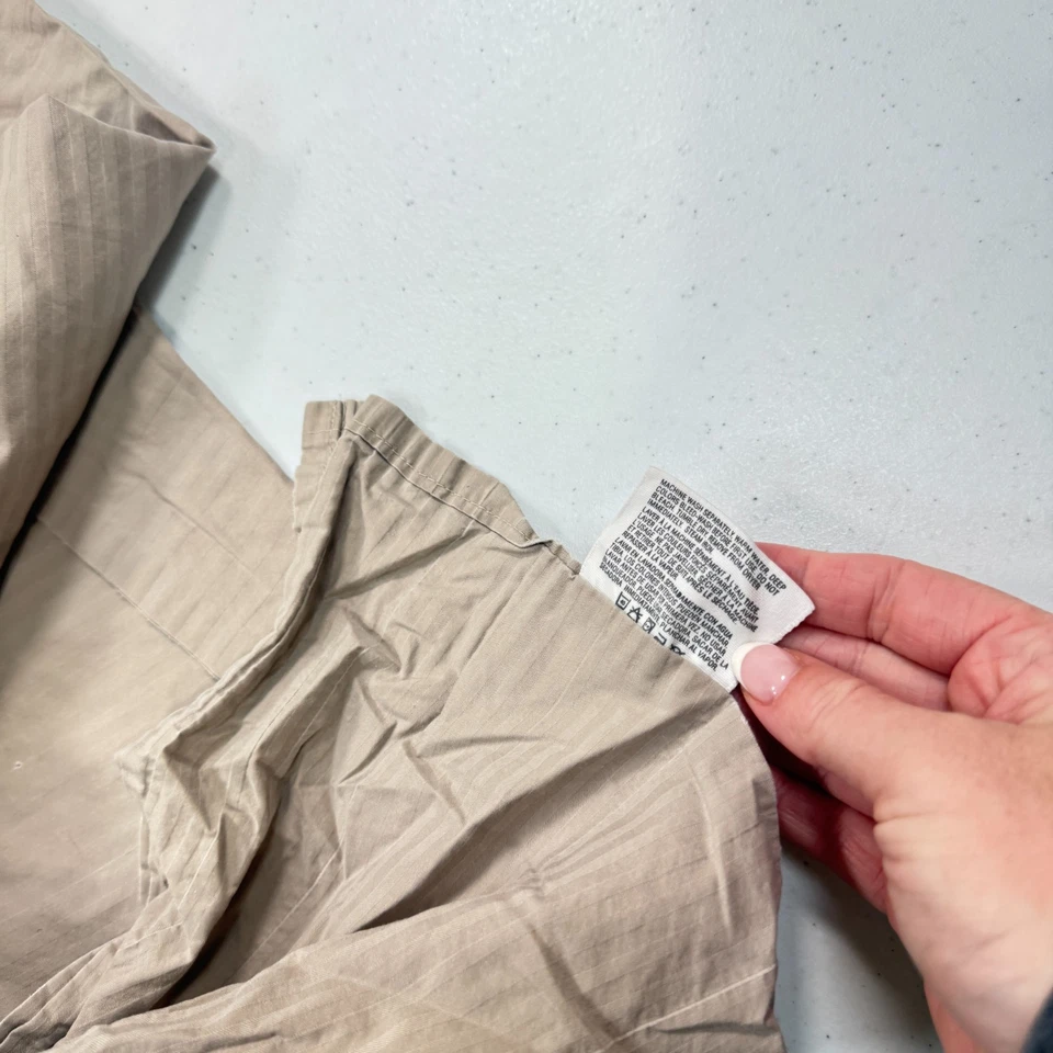 Charisma Fieldcrest Sábana Completa Doble Plana Marrón Rayas Supima Algodón Foto 4 de 4