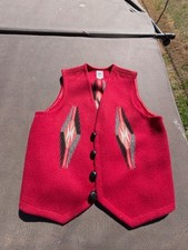Vintage 1960s 1970s Ortega's Chimayo Vest Red Size 44 Rare