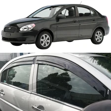 Mugen Window Visors for Hyundai Accent Era 06-12 4 pcs Piano Black Rain Guards