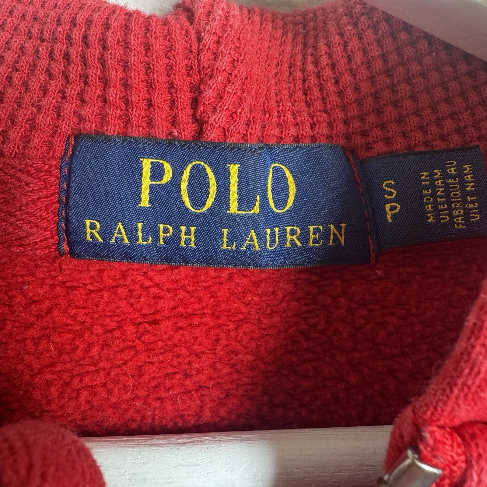 Polo Ralph Lauren felpa con cappuccio uomo piccola rossa full zip felpa giacca pony pile