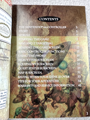 The Legend of Zelda Ocarina of Time Nintendo N64 solo libretto istruzioni manuale - Foto 3 di 6