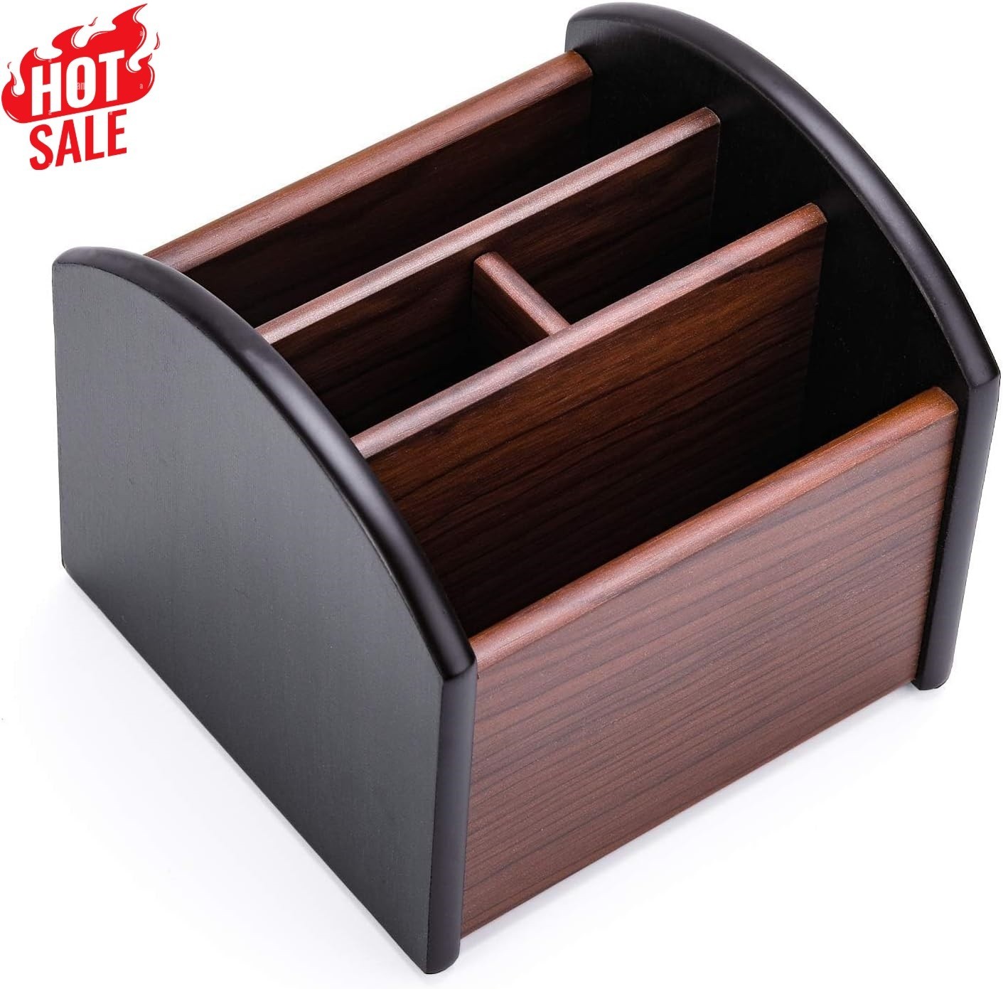 New Revolving Caddy Remote Control Organizer Wooden Storage Holder Box TV Stand
