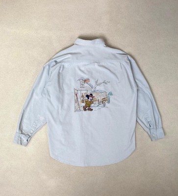 Mickey Donaldson Embroided Denim Shirt Shirt Vintage Selten 80er 100% Coto